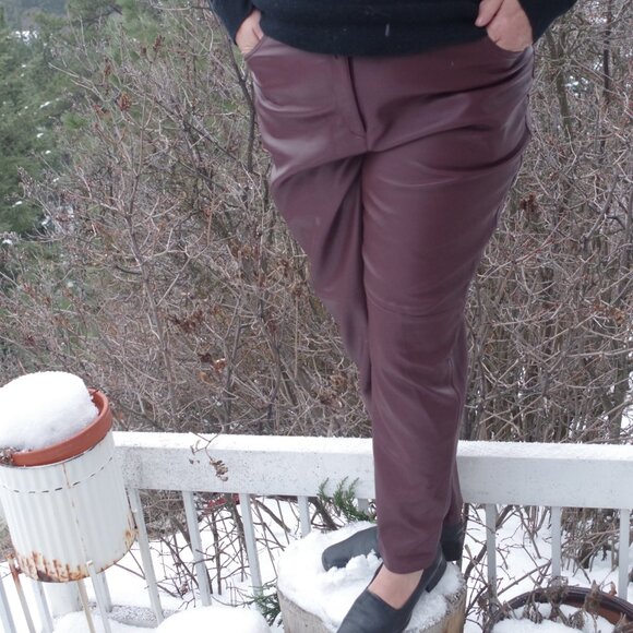Burgundy Vegan Pants  By Hudson North - Picture 1 of 7
